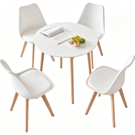 Muebles de cocina, elegante combinación de mesa redonda y sillas, conjunto de mesa redonda y sillas, mesa de comedor redonda moderna con sillas a juego (solo incluye 1 mesa de comedor y 4 sillas de co (1/5)
