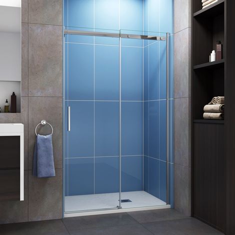 140x195cm 6mm ESG Glas Schiebetür Nischentür Duschwand Duschabtrennung Duschkabine (1/5)