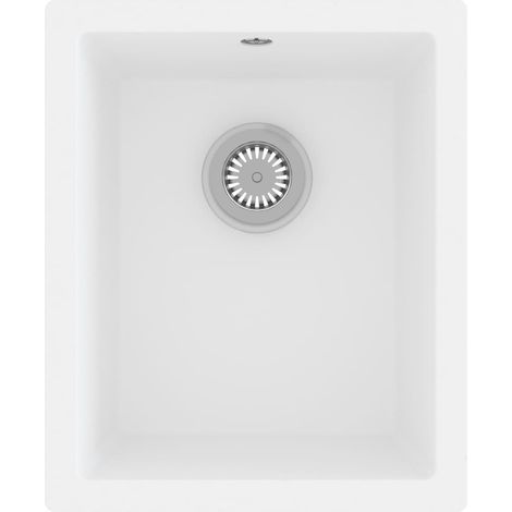 Fregadero de cocina con rebosadero 38 x 46 cm granito blanco 020002396 (1/5)