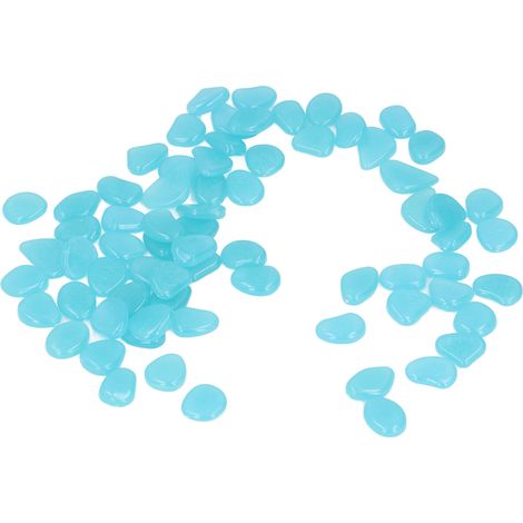 Pierres lumineuses extérieures - Galets fluorescents colorés pour allées de jardin et sentiers sombres - 200 sac bleu clair