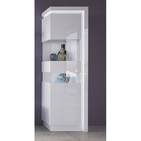 Moderne Anbauwand mit Couchtisch in weiß Hochglanz, inkl. indirekter Beleuchtung, LYNDHURST-129 (1/5)