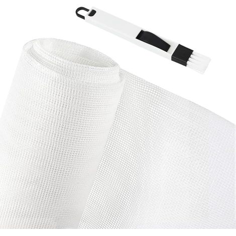 Rouleau Moustiquaire Fibre de Verre Porte Fenetre 1.2  2.5m Grillage pour Coupable Toile Blanc Maille d'Écran Fenêtre avec Brosse Nettoyage Terrasse Rete per White (1/5)