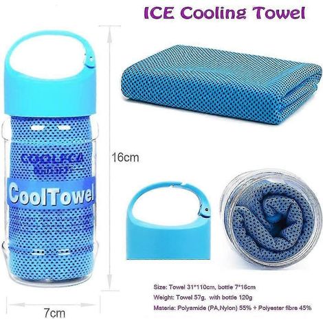 Serviette rafraîchissante, serviette de sport glacée pour un soulagement instantané de la transpiration. Idéale pour rafraîchir le cou, le front, le poignet, le bandana, etc. Restez au frais - bleu (1/5)