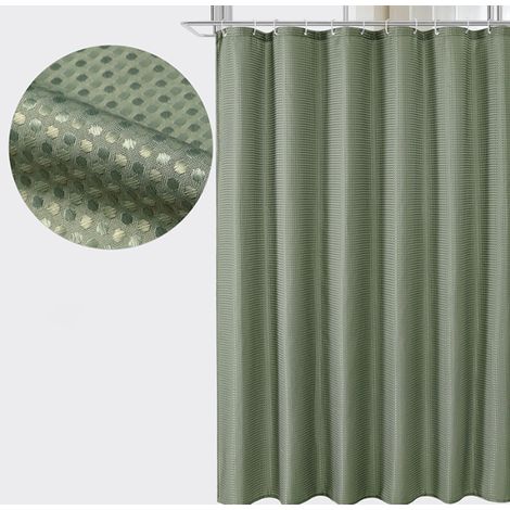 Gaufre Rideau Douche Rideaux Baignoire Tissu Polyester avec Crochets Rideau Salle de Bain Imperméable 183 x 183 cm(Vert) (1/5)