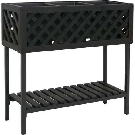 Pflanzkasten HHG-468, Blumen-/Pflanzkübel Blumenkasten, In-/Outdoor Akazie Holz MVG-zertifiziert 78x82x32cm schwarz (1/5)