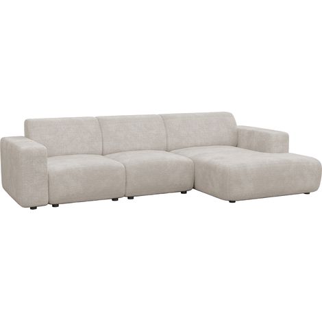 NAYVA - Canapé d'angle en tissu beige - Angle droit (1/4)