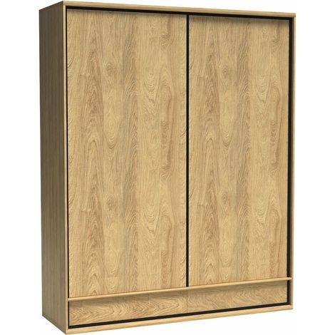 Armario Etrmoni 109, Luminoso madera, 221x177x59cm, Puertas de armario: Correderas, Número de estantes: 2 (1/5)