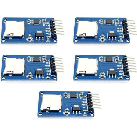 Module Carte Micro SD - Lot de 5 - Interface SPI - 3,3 V 5 V - Pour Arduino Raspberry Pi - 4,1 x 2,4 cm (1/5)