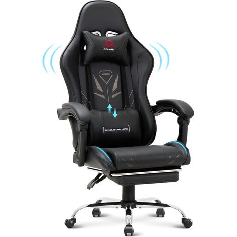 COLAMY Chaises de bureau - Chaise gaming ergonomique, avec repose-pieds, capacité de charge maximale 136kg-noir (1/5)