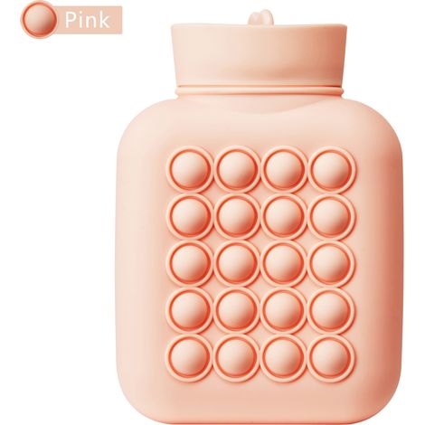 Bouteille d'eau chaude 500 ml Thermos en silicone Thérapie chaude et froide Soulagement de la douleur Réchauffez vos mains et soulagez le stress Parfait pour les filles et les femmes 15,8 6,5 5 cm ( (1/4)