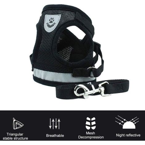 Cat Harness, Cat Harness Leash, Cat Harness, Cat Leash Harness, Cat Harness with Leash, Reflective Vest, Adjustable Harness, Leash for Small Cats, Puppies, Cat Walking (M) (1/3)