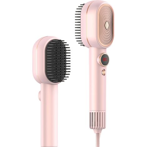 Brosse à air chaud haute vitesse 700W, affichage LCD de la température, 5 réglages de chaleur (40-80°C), fonction de soin capillaire par lumière rouge, 110 000 tr/min (Rose) (1/5)
