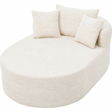 Ovale Relaxsessel aus Cord, ohne Montage, hellbeige (1/5)