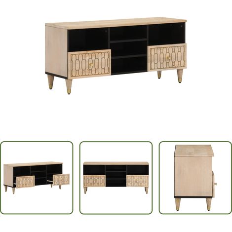 vidaXL Rangement - Meuble TV 100x33x46 cm bois massif de manguier (1/5)