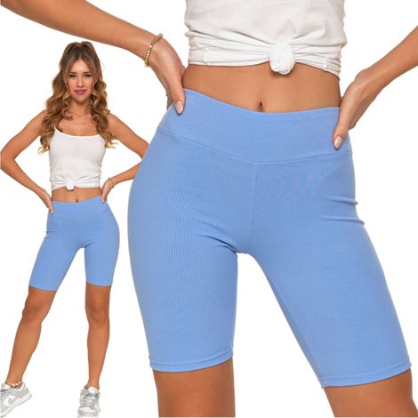 Mallas de ciclismo acanaladas con cintura alta, ajuste deportivo, moraj S/M azul (1/5)