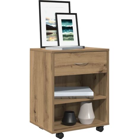 Armoire roulante-Meuble de rangement mobile chêne artisanal 46x36x59 cm bois d'ingénierie 255176 (1/5)