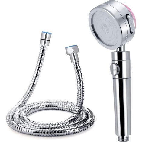 Pommeau de Douche Universelle,Douchette Douche Salle de Bain 3 Modes + Tuyau de Douche Flexible Tuyau en Acier Inoxydable 1.5M (1/4)