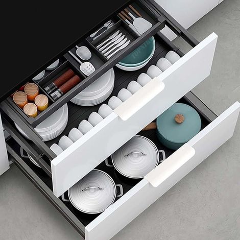 Poignée de Meuble,Lot de 6 Poignet de Porte Cuisine Blanc, Poignée de Cuisine Invisible, Poignée d’Armoire de Cuisine, Poignées de Cuisine en Alliage D'aluminium avec Vis pour Tiroirs (1/4)