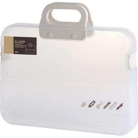 Pochette de rangement A4 étanche et anti-poussière, grande capacité, transportable pour bureau et école, blanc. (1/5)