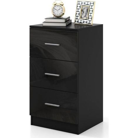 Meuble de bureau blanc 3 tiroirs en bois avec poignées en acier inoxydable et surface pour imprimante, pour bureau, chambre et école (1/5)