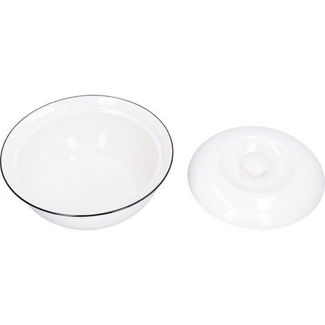 Bol à soupe de 23 cm avec couvercle, grande capacité (1500 ml), bol à ragoût en céramique blanche sans danger. (1/5)