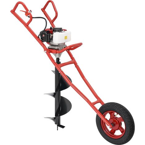 Tarière thermique 52cc, Tarière avec trou de poteau de brouette, poteau, trou d'horloge, chariot de sol avec 15,9 pouces pour planter des arbres de clôture, Moteur 2 temps 1,46 kW, poignée ergonomique