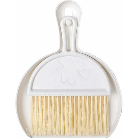 [NON UTILIZZATO] Mini paletta e spazzola, mini spazzola da tavolo multifunzione, scopa e paletta, set di scopa e paletta in plastica per raccoglipolvere (bianco)