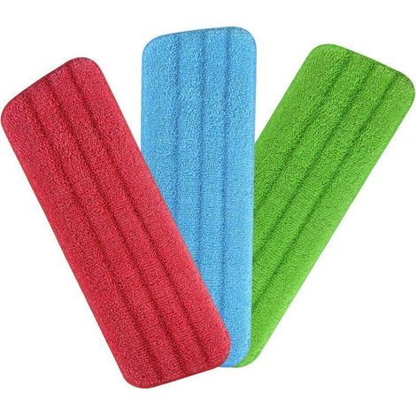 Housse de Nettoyage Remplacement, 3PCS Microfibre de Balai Mop Remplacement pour Serpillère Spray/Nettoyeur Vapeur, Lot de 3 Housse de Nettoyage Rechange Mop de Tampon pour Balai/Plat(42x14.cm) (1/5)