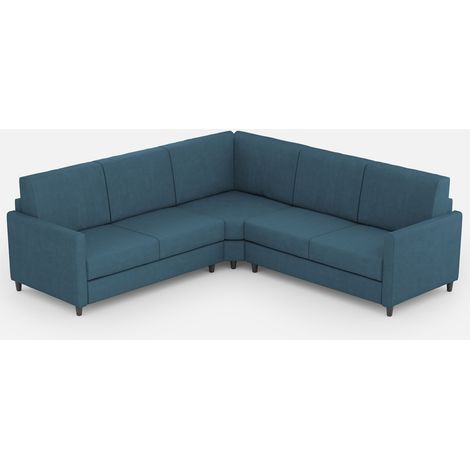 Canapé d'angle moderne italien tissu bleu Korane - 5 tailles 221x221 cm-Taille 221x221 cm (1/5)
