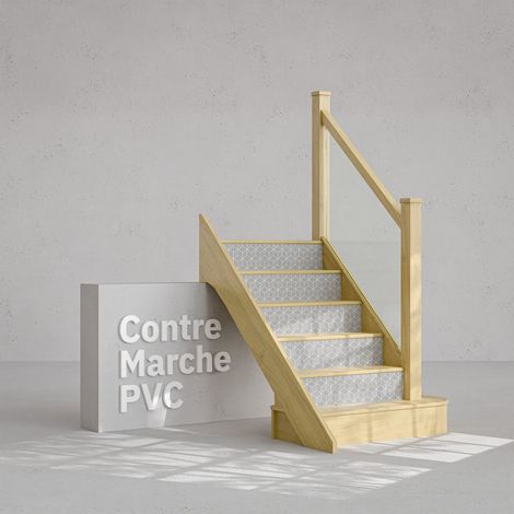 Contremarche Escalier PVC - Kub Noir et Blanc H. 17 x L. 98 cm - À l'unité (1/4)