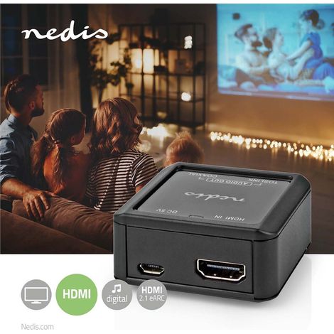 Nedis Digital Audio Converter / 1-Weg / Audio- / Video- / Dateneingänge: DC Power / HDMI™ Input / Audio- / Video- / Datenausgänge: 1x Coax Audio / 1x TosLink Female / Automatisch / Anthrazit