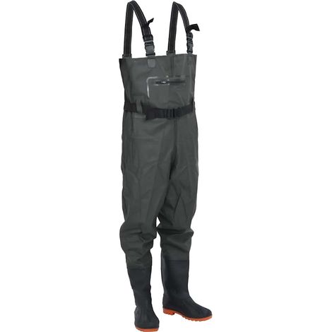 vidaXL Cuissardes avec bottes et ceinture vert foncé taille 41 (1/5)