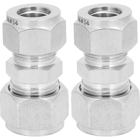 Raccord Réducteur Droit - Acier Inoxydable 304 - Double Bague De Serrage - Pour Eau Air Huile - Lot De 2 Pièces (1/5)