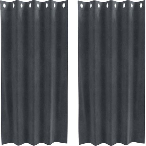 Rideaux occultants 2 pcs Gris clair 140 x 175 cm Velours (1/5)