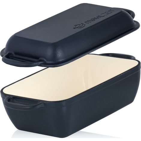 Mahlzeit Cocotte en fonte avec couvercle émaillée, 4,8 litres, Blue Berry, cocotte 2en1 avec poêle