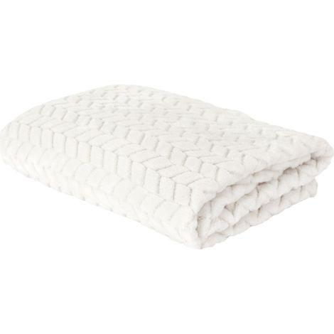 Plaid Effet Chevron "Crush" 120x150cm Crème (1/5)