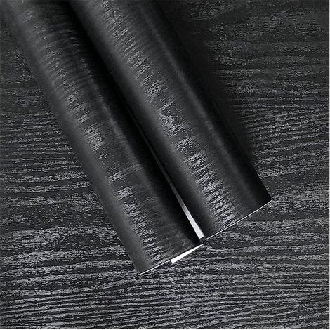 Papel adhesivo negro 45x200 cm – PVC impermeable – Autoadhesivo con fuerte viscosidad – Para muebles de cocina y salón (1/4)