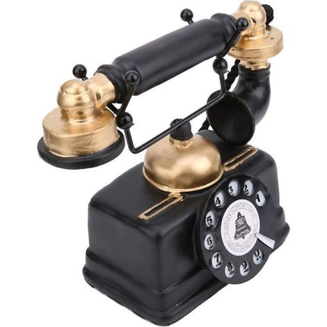 Antikes Drehscheibentelefon aus Kunstharz – Vintage-Dekoration für Büro und Zuhause – Größe 18,5 x 16 cm – Elegantes Schmuckstück (1/4)