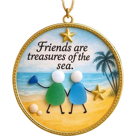 Ornements de Noël Pendentif acrylique 2D Décorations d'amitié Véritable amitié Ornement en verre de mer (1/5)