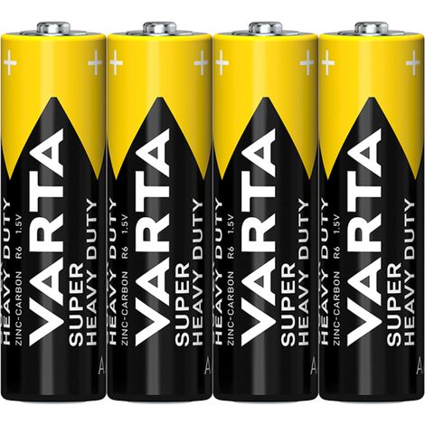 Piles Varta SHD AA Zinc Carbone R06, 4 pièces (1/2)