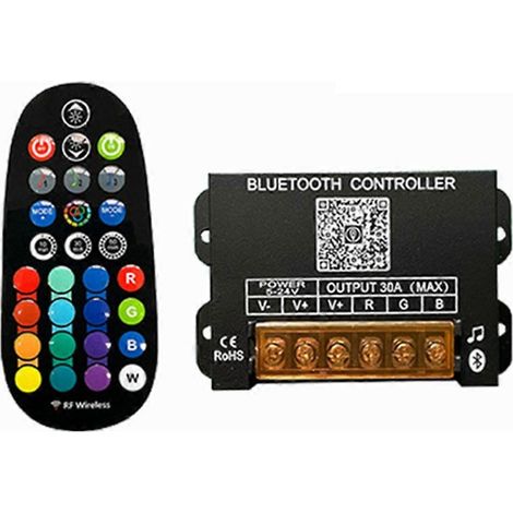 Contrôleur de bande LED RGB Bluetooth DC5-24V 30A 4 fils 3 canaux à tension constante avec variateur à distance RF 29 touches (1/5)