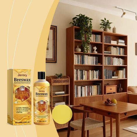 Bienenwachs-Holzpolitur, sanfter Reiniger für Holzmöbel, poliert und hellt auf, tägliche Pflege – 100 ml Reiniger + 1 Schwamm -- DE (1/5)