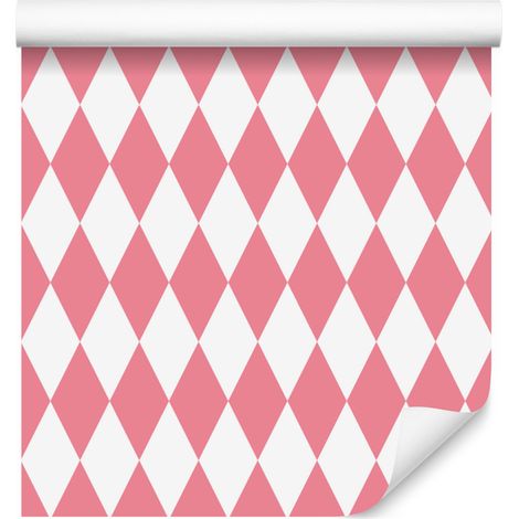 Carta da parati Arlecchino Rombo Corallo, Sfondo Corallo per Soggiorno e Camera da letto 50x1000 cm (1/5)