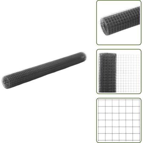vidaXL Grillage acier avec revêtement en PVC 25x1,5 m gris (1/5)