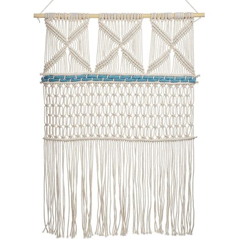Beliani Fabric Wall Hanging Beige Cotton Rectangular Boho Decor Macramé Handmade, Does Not Require Assembly, 66 x 1 x 141 cm KALADY (1/5)