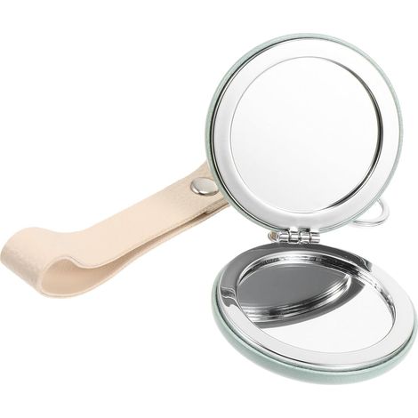 Miroir de courtoisie circulaire double face, mini miroir cosmétique compact pliable et avec porte-clés en métal, pour les voyages et le maquillage (1/5)