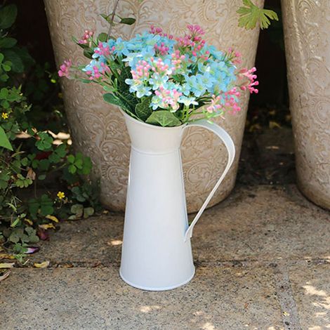 Pots de Fleurs Métalliques Colorés de 20 cm en Blanc Rose Bleu Gris (1/5)