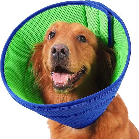 Dog Collar, Anti-Licking and Anti-Scratching Dog Collar, Transparent Soft Dog Collar, Adjustable Dog Relaxation Collar, Breathable Healing Cone (Blue) MUMU (1/4)