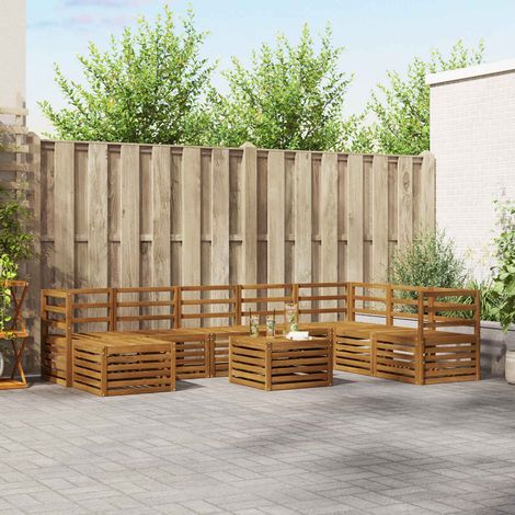 Ecksofa Set 9 pcs Natur Massivholz Akazie (1/5)