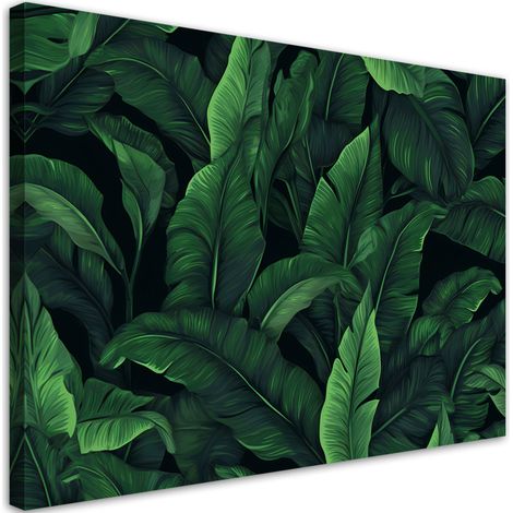 Tableau sur toile Feuilles exotiques en camaïeu de vert 100x70 (1/5)